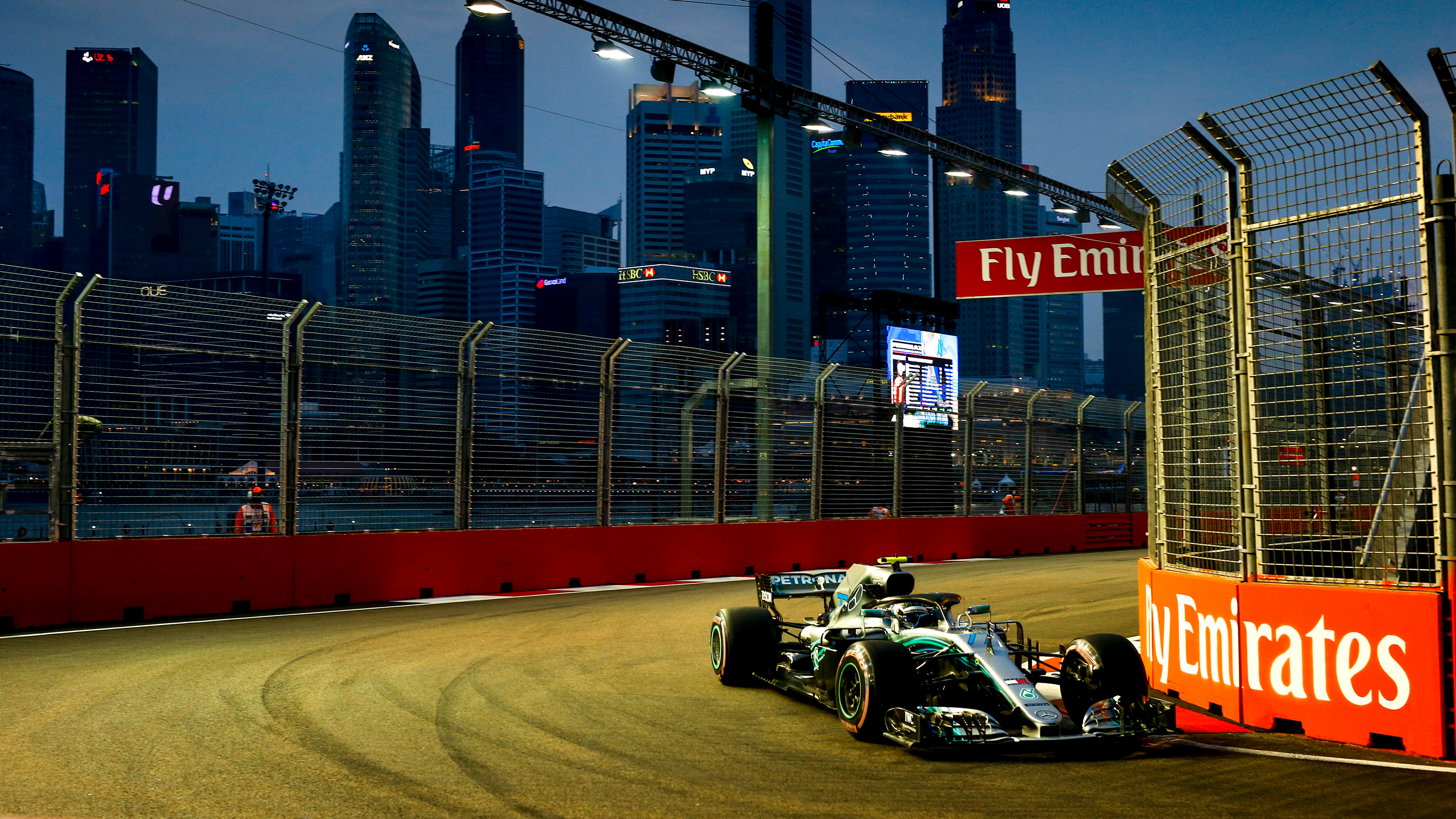 Mercedes F1 car cornering