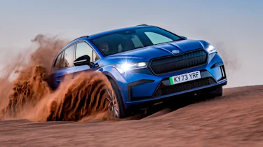 Skoda Enyaq off-roading on Sharan sand dune
