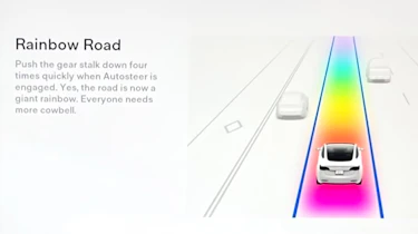 Best Easter Eggs in cars - Tesla Model Y rainbow road