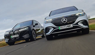 BMW iX and Mercedes EQE SUV - front tracking