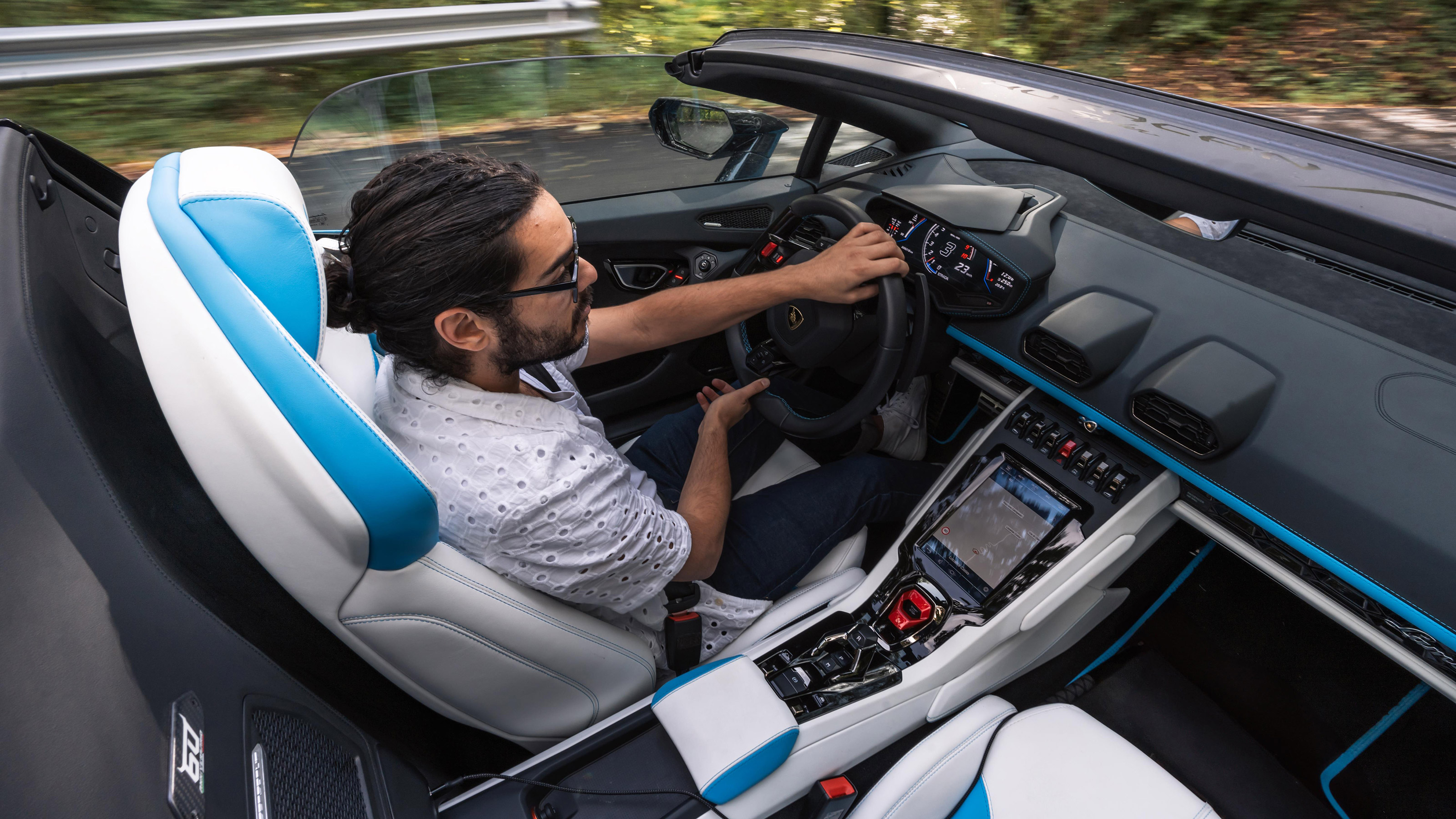 Jordan Katsianis driving the Lamborghini Huracan Evo Spyder