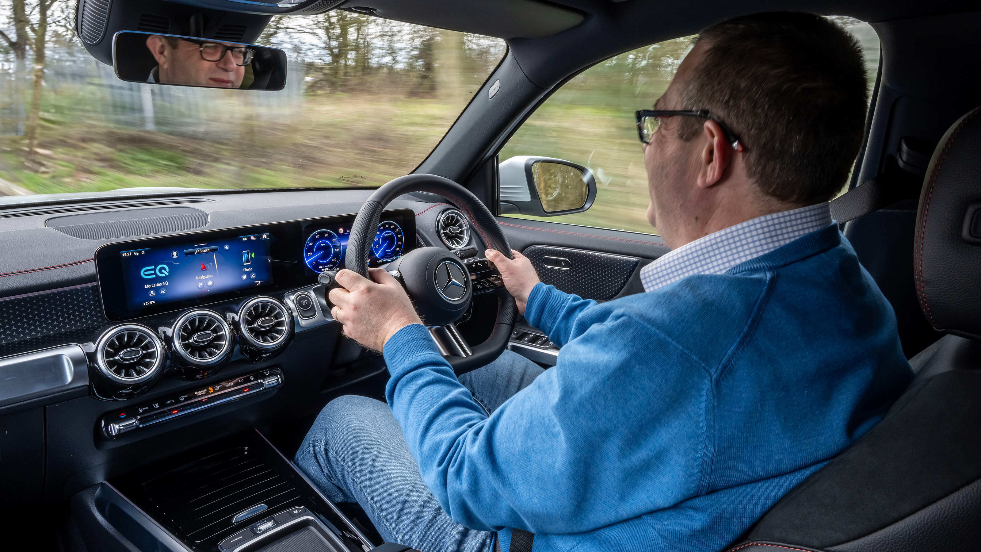 John McIlroy driving the Mercedes EQB 250+ AMG Line Executive