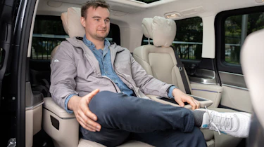 Alastair Crooks sitting in the Mercedes V-Class