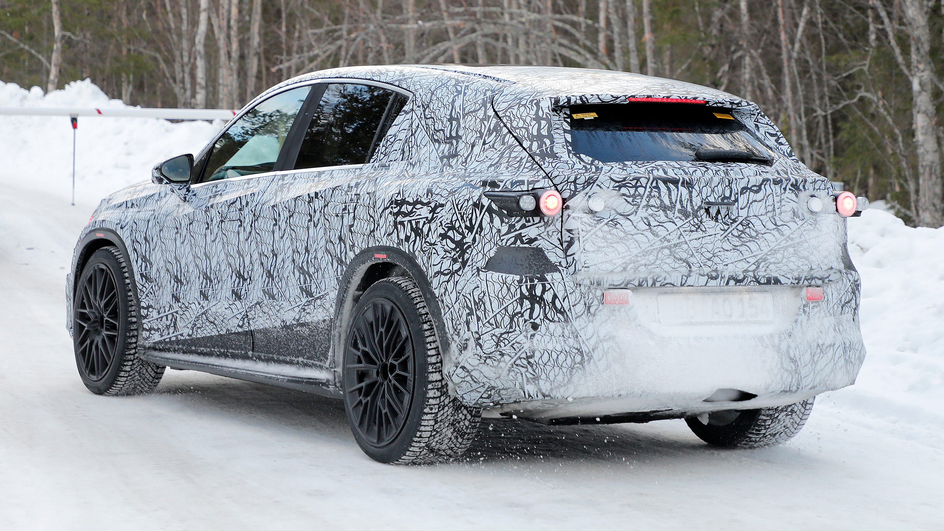 Mercedes EQC (camouflaged test car) - rear cornrering