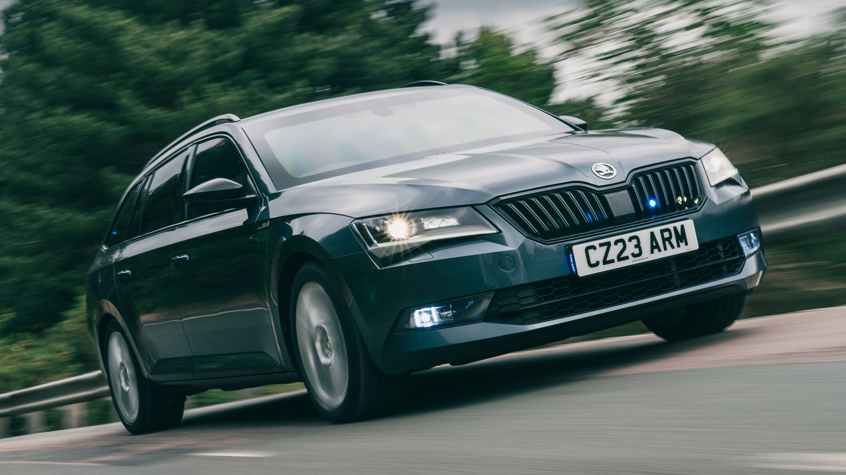 Armoured Skoda Superb Estate - front