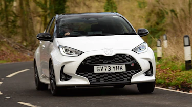 Toyota Yaris GR Sport hybrid - front cornering