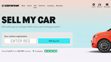 Carwow 'Sell My Car' homepage