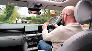 Auto Express creative director Darren Wilson driving the Hyundai Kona Electric