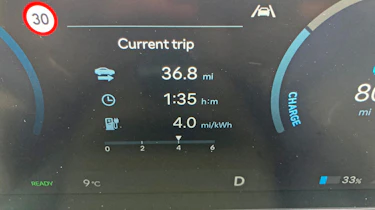 Hyundai Kona Electric - trip computer readout