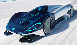 New MG EXE181 concept - Front 3/4 driving on salt flats