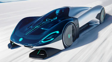 New MG EXE181 concept - Front 3/4 driving on salt flats