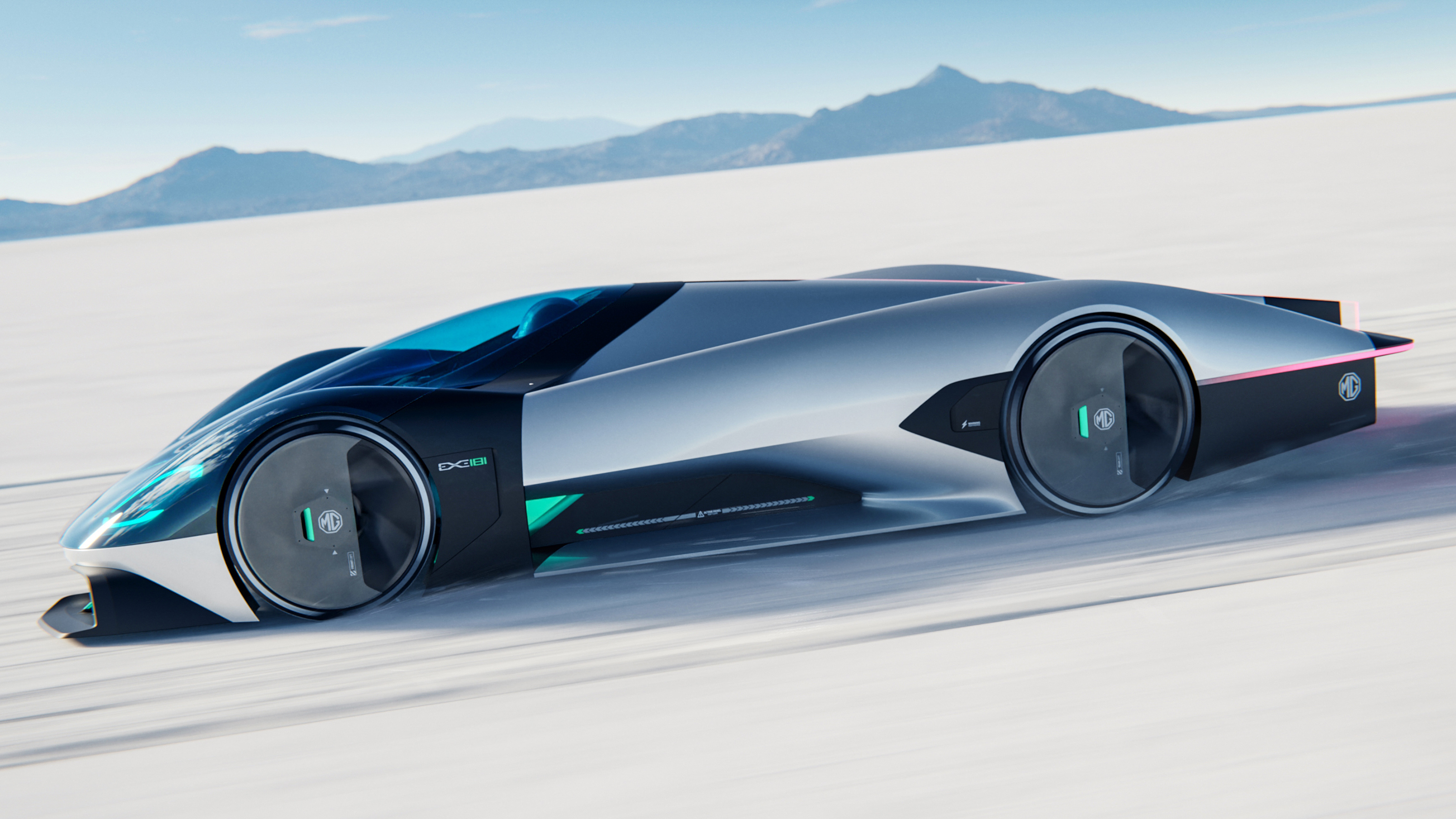 New MG EXE181 concept - side shot on salt flats