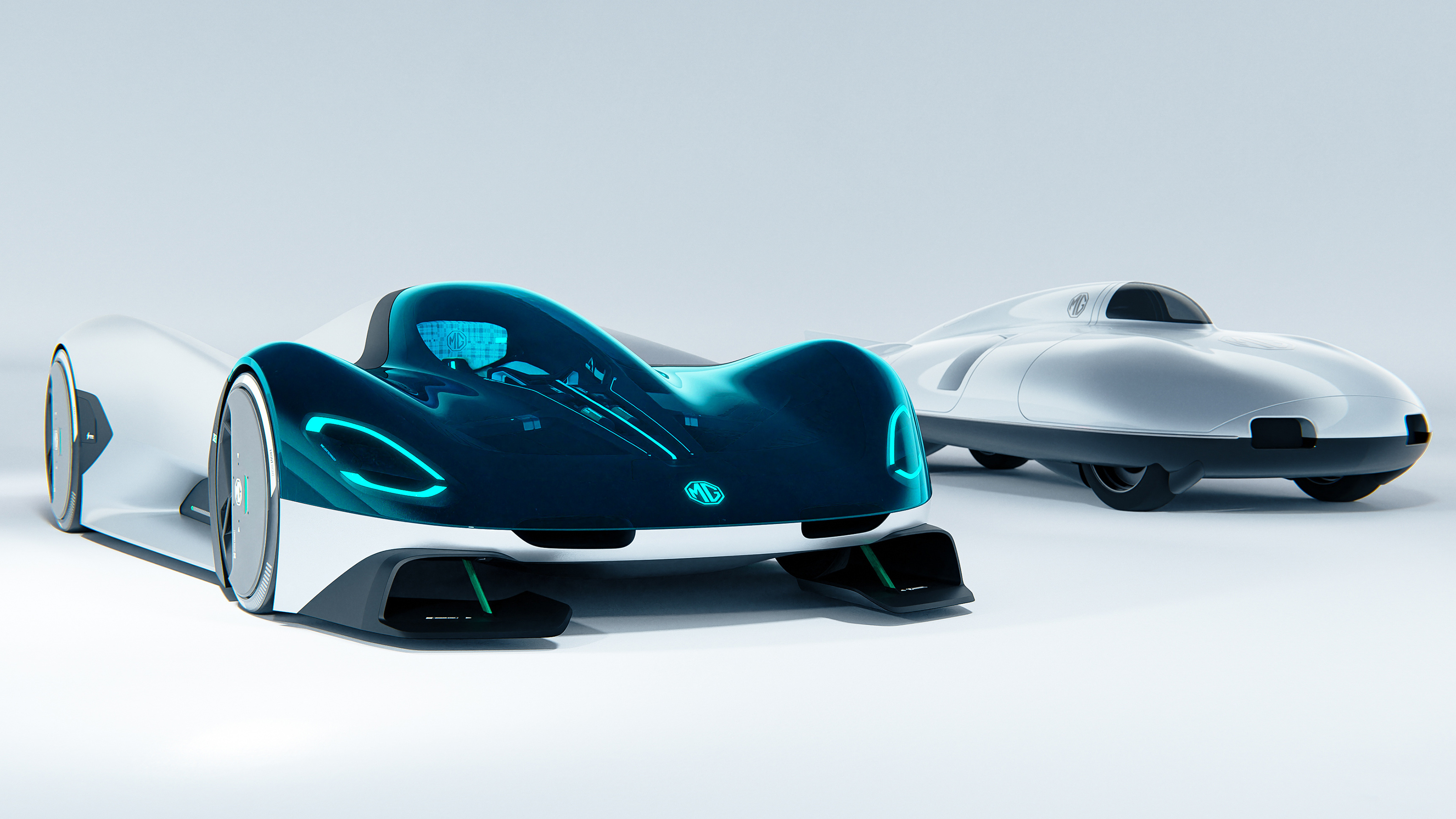 New MG EXE181 concept - Front 3/4 next to the 1950s legend