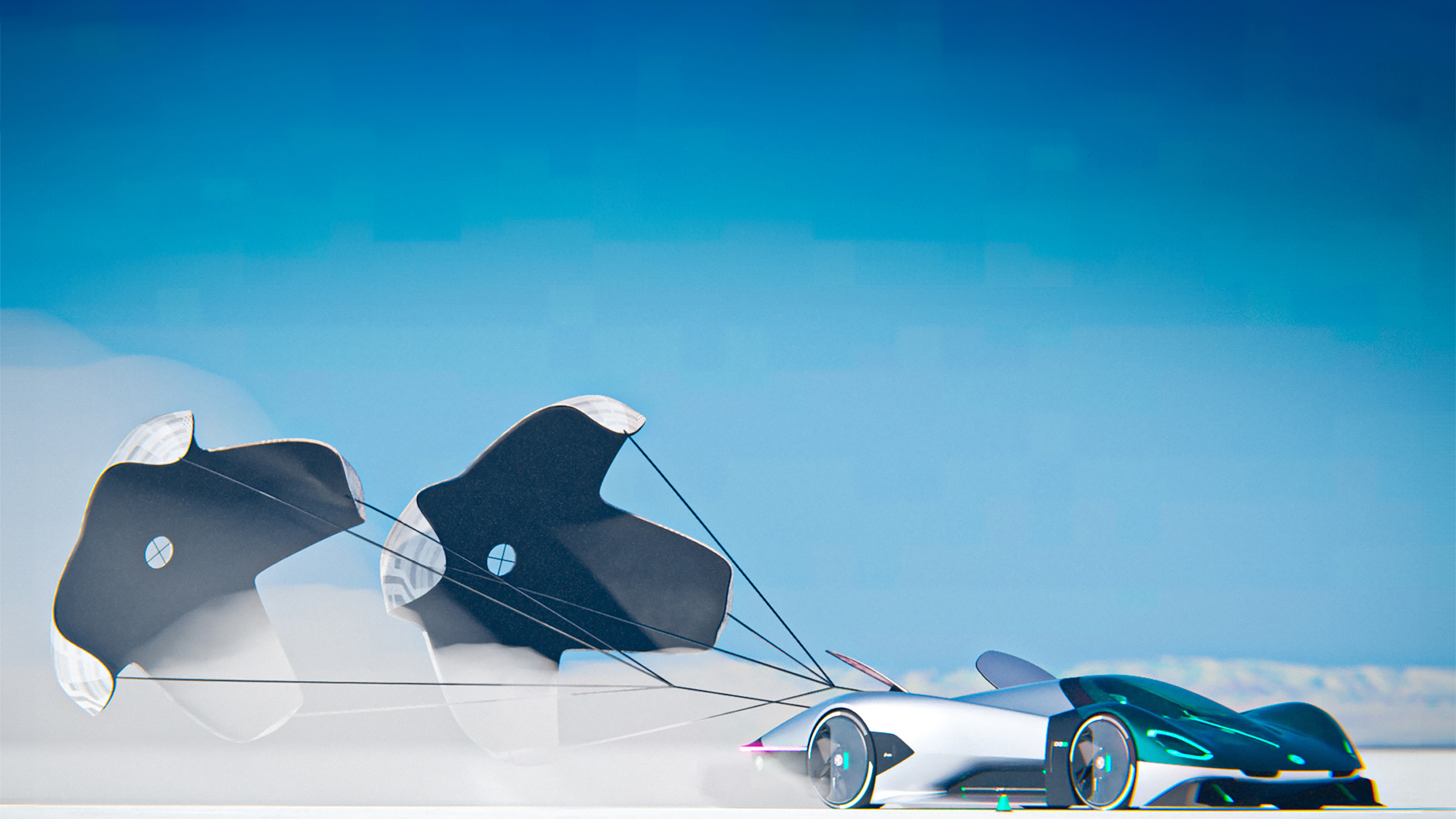 New MG EXE181 concept - side shot with parachutes deployed