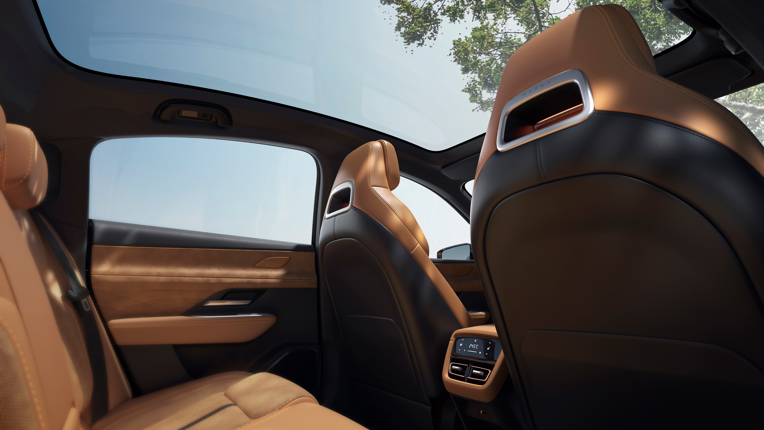 The new Mazda EZ-6 rear seats and sunroof
