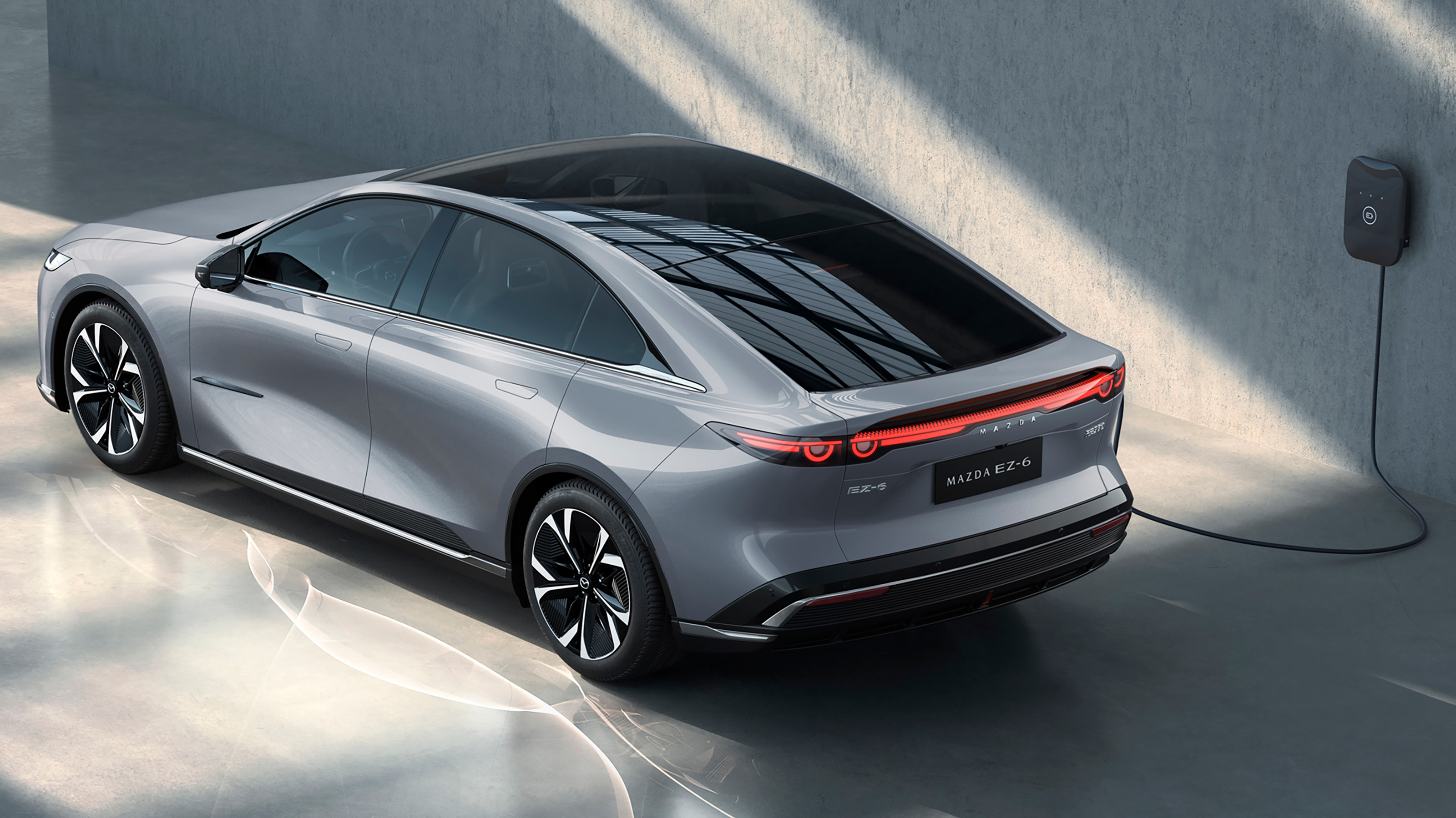 The new Mazda EZ-6 rear 3/4 overhead