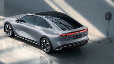 The new Mazda EZ-6 rear 3/4 overhead