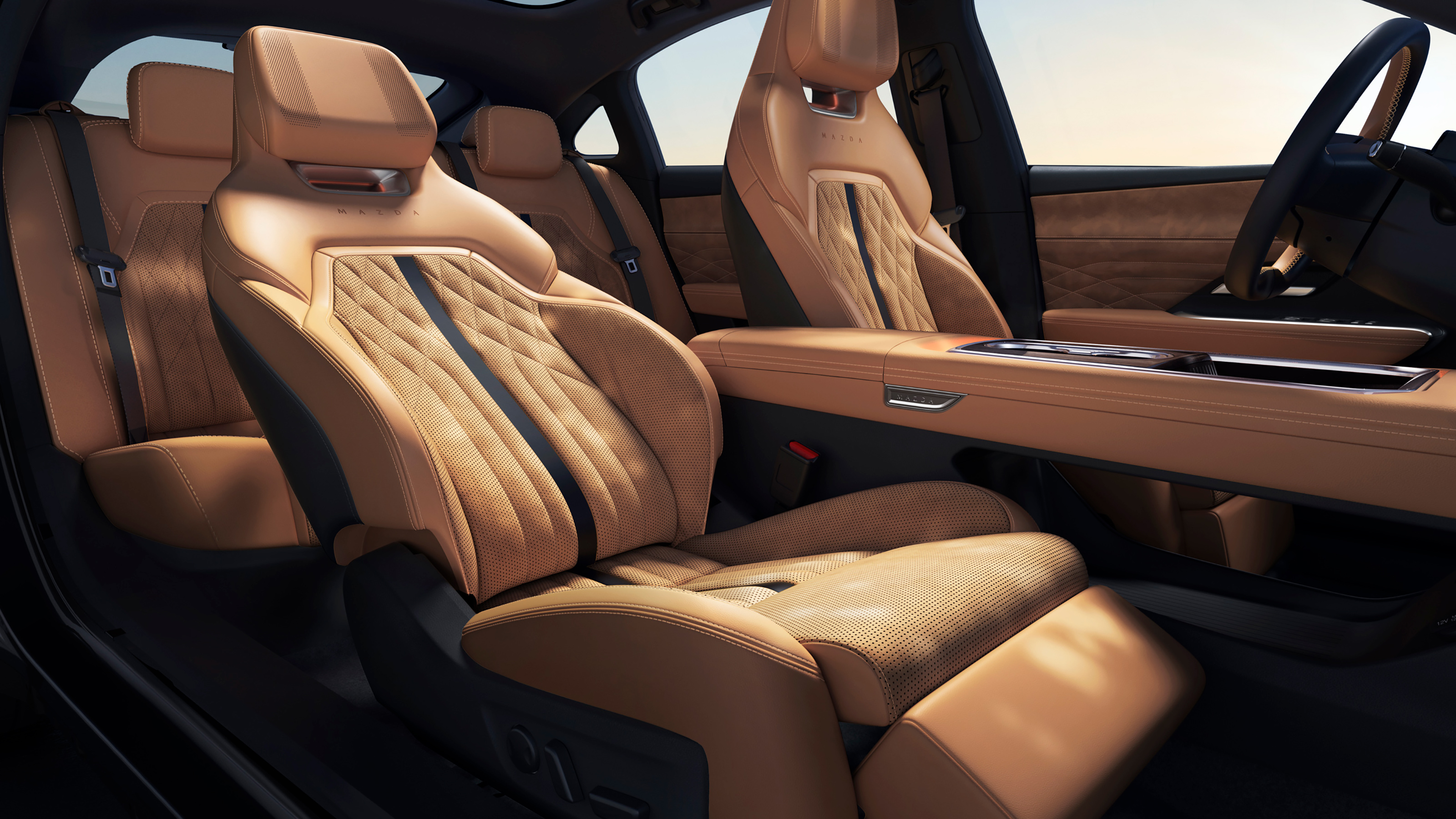 The new Mazda EZ-6 front seats reclined