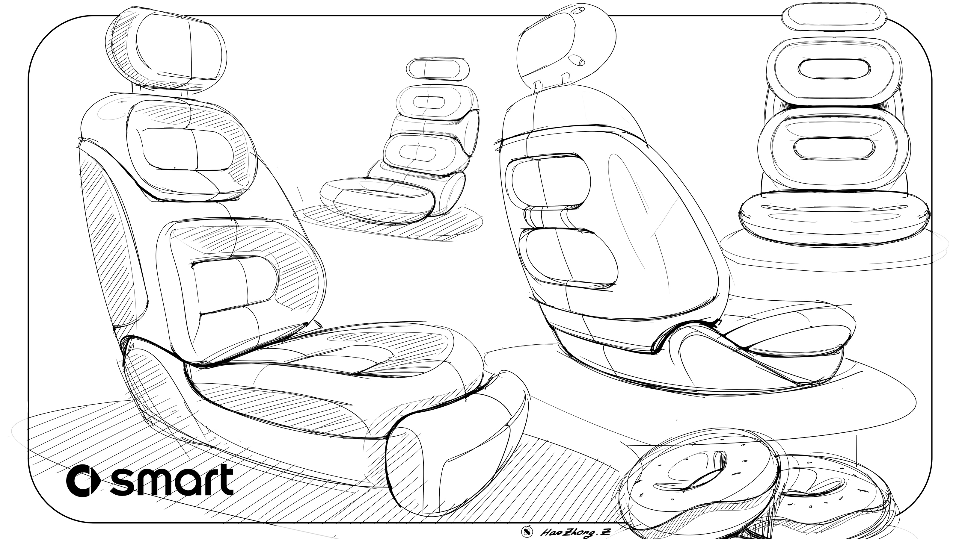 Sketches of the new Smart #5 mid-size SUV - seats 
