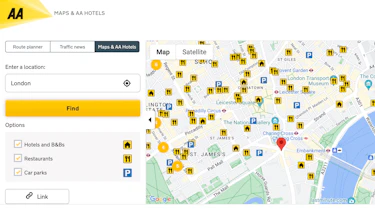 AA Route Planner - parking, hotels and restaurants