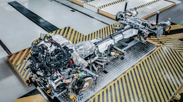 New Bentley 'Ultra Performance Hybrid' overhead of the driveline