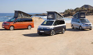 3 Volkswagen Californias on a beach