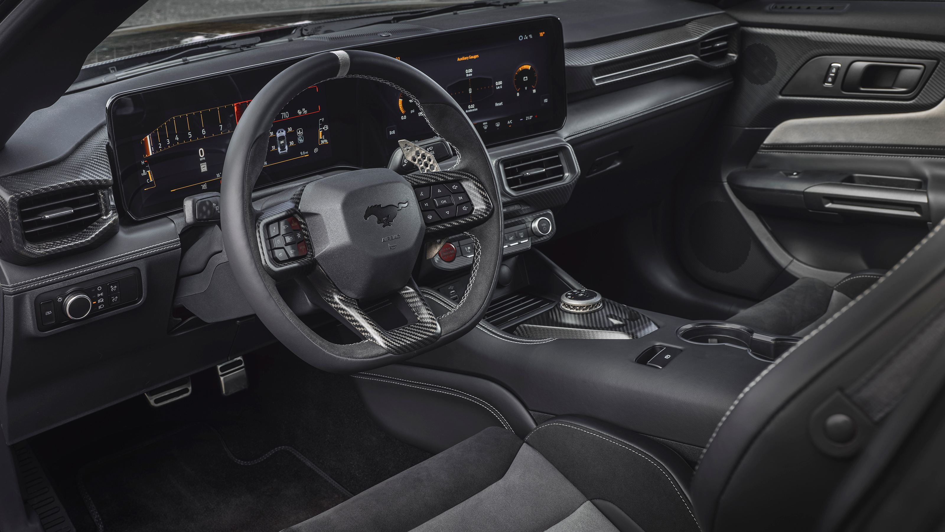 Ford Mustang GTD interior view through drivers window