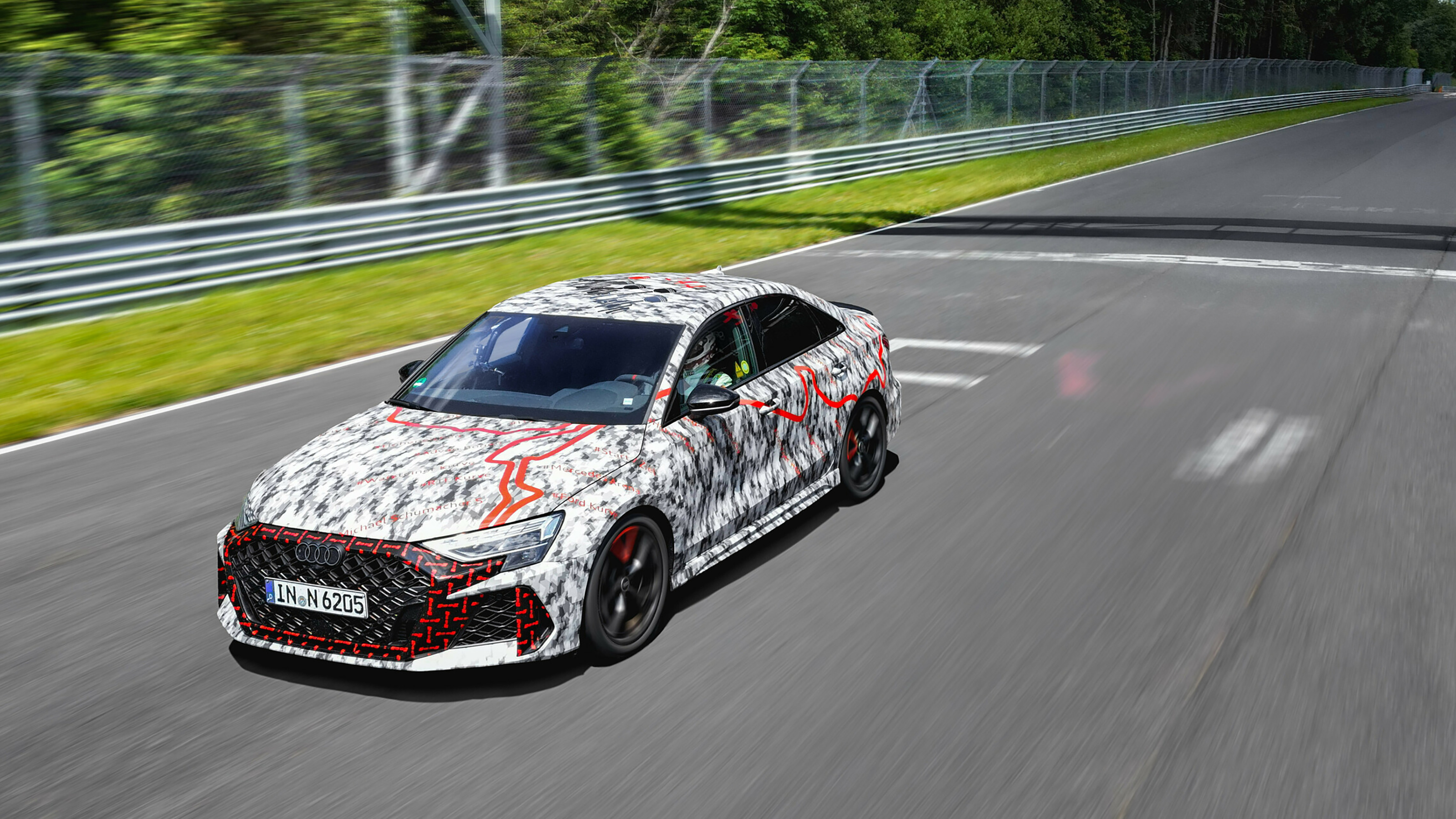 Audi RS 3 facelift disguised 2024 nurburgring finish