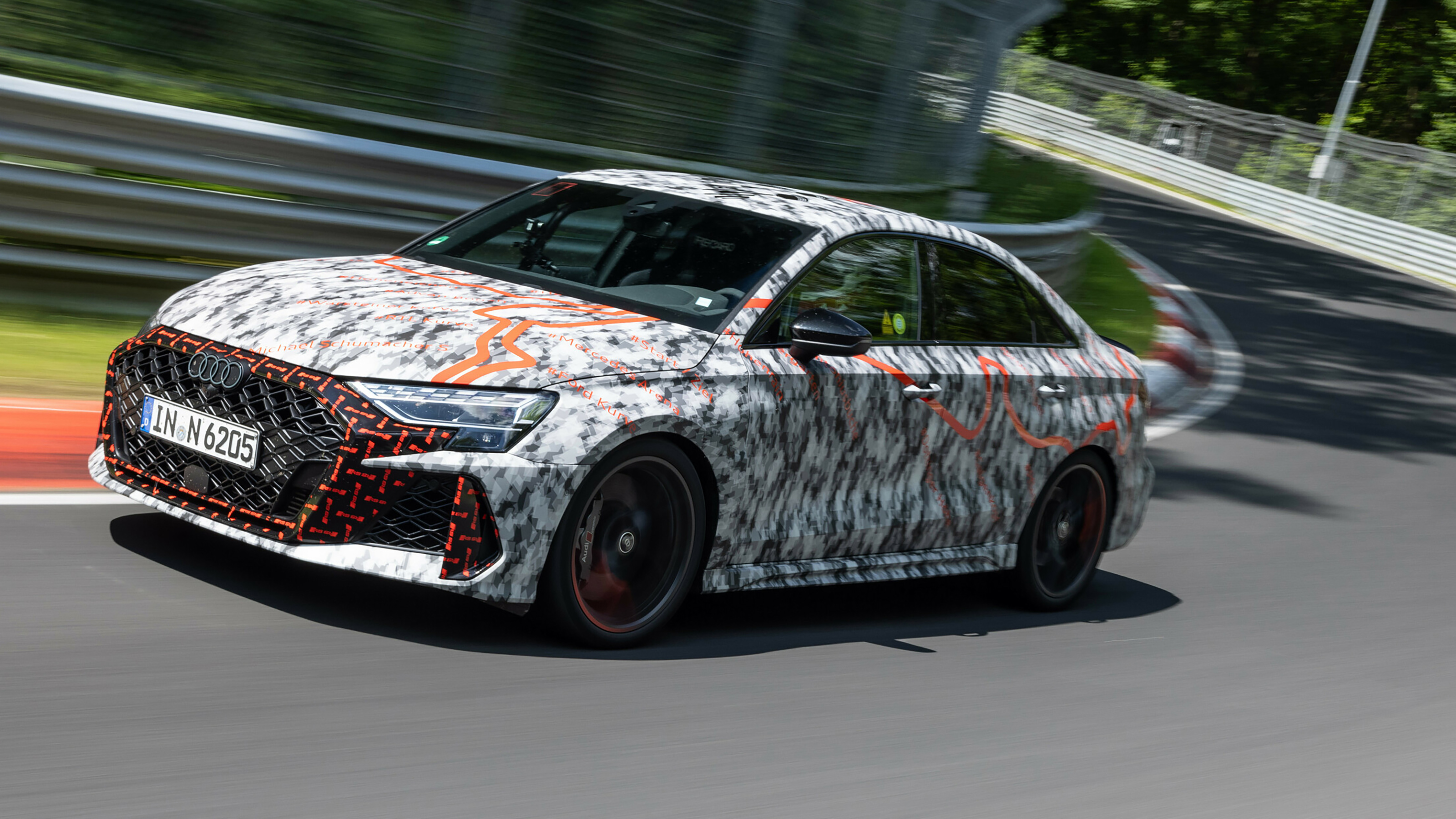 Audi RS 3 facelift disguised 2024 nurburgring
