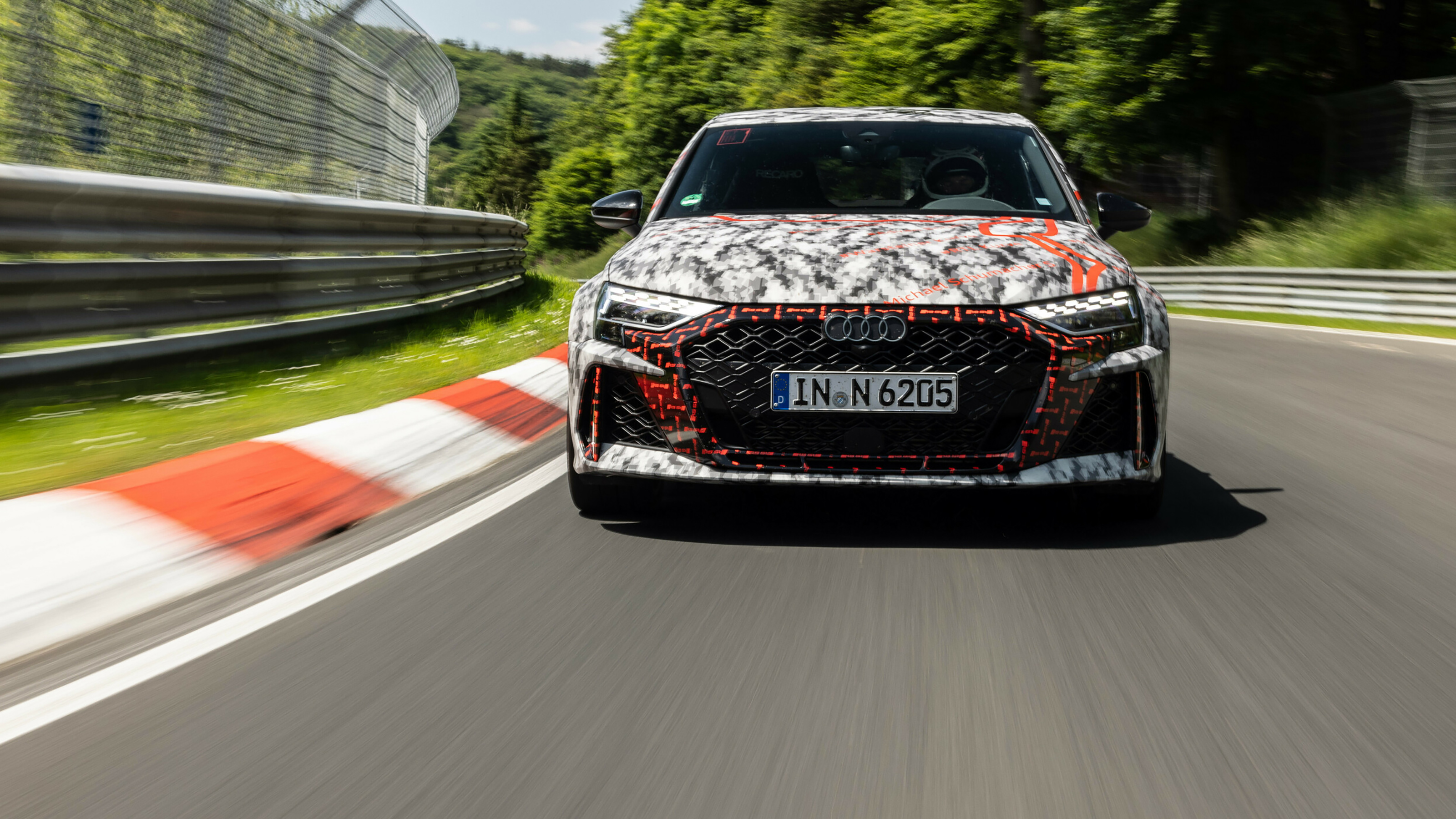 Audi RS 3 facelift disguised 2024 nurburgring nose