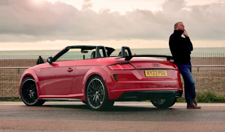 Auto Express contributing editor Steve Sutcliffe leaning on the Audi TT Roadster Final Edition