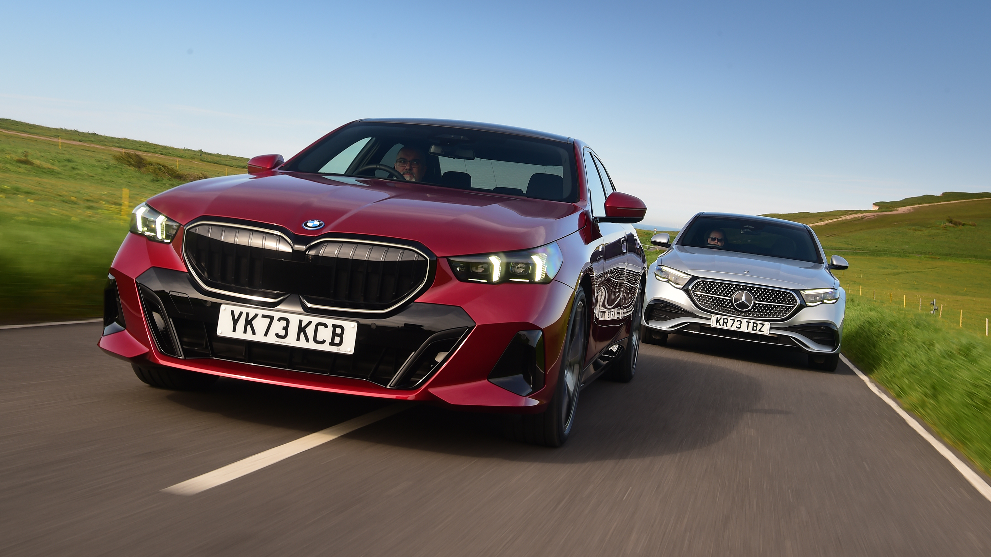 BMW 5 Series and Mercedes E-Class - front tracking