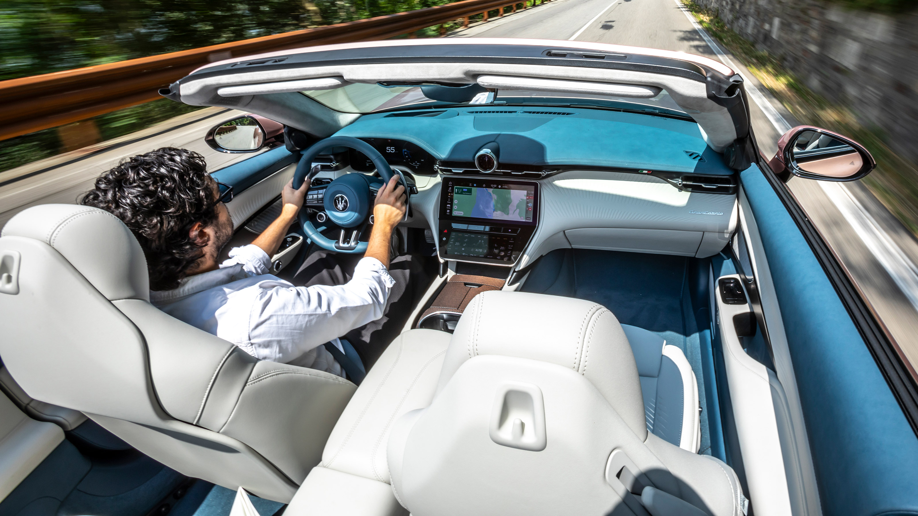 Jordan Katsianis driving the Maserati GranCabrio Folgore