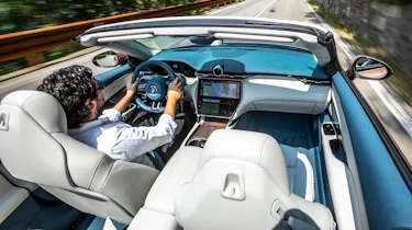 Jordan Katsianis driving the Maserati GranCabrio Folgore