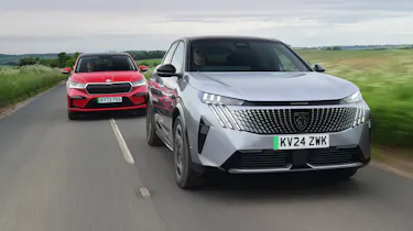Peugeot E-3008 and Skoda Enyaq Coupe - front tracking