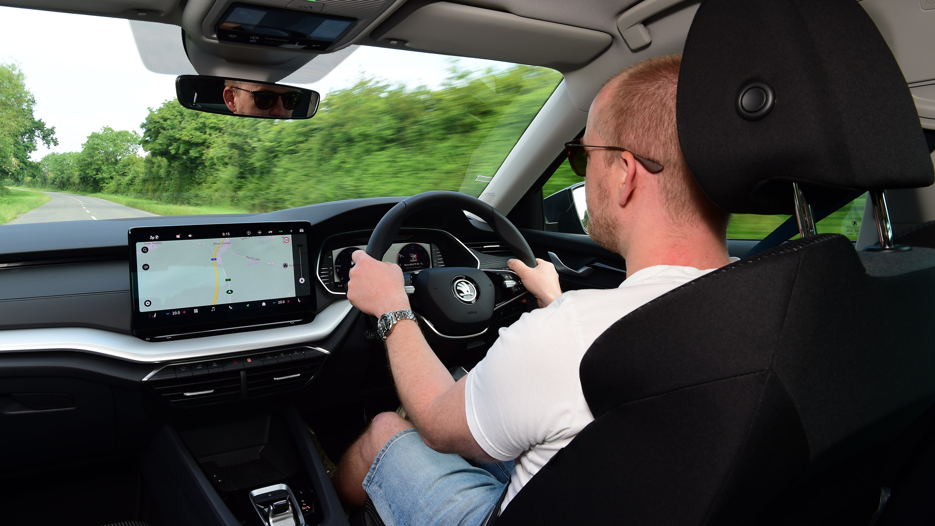Alex Ingram driving the Skoda Octavia in the UK