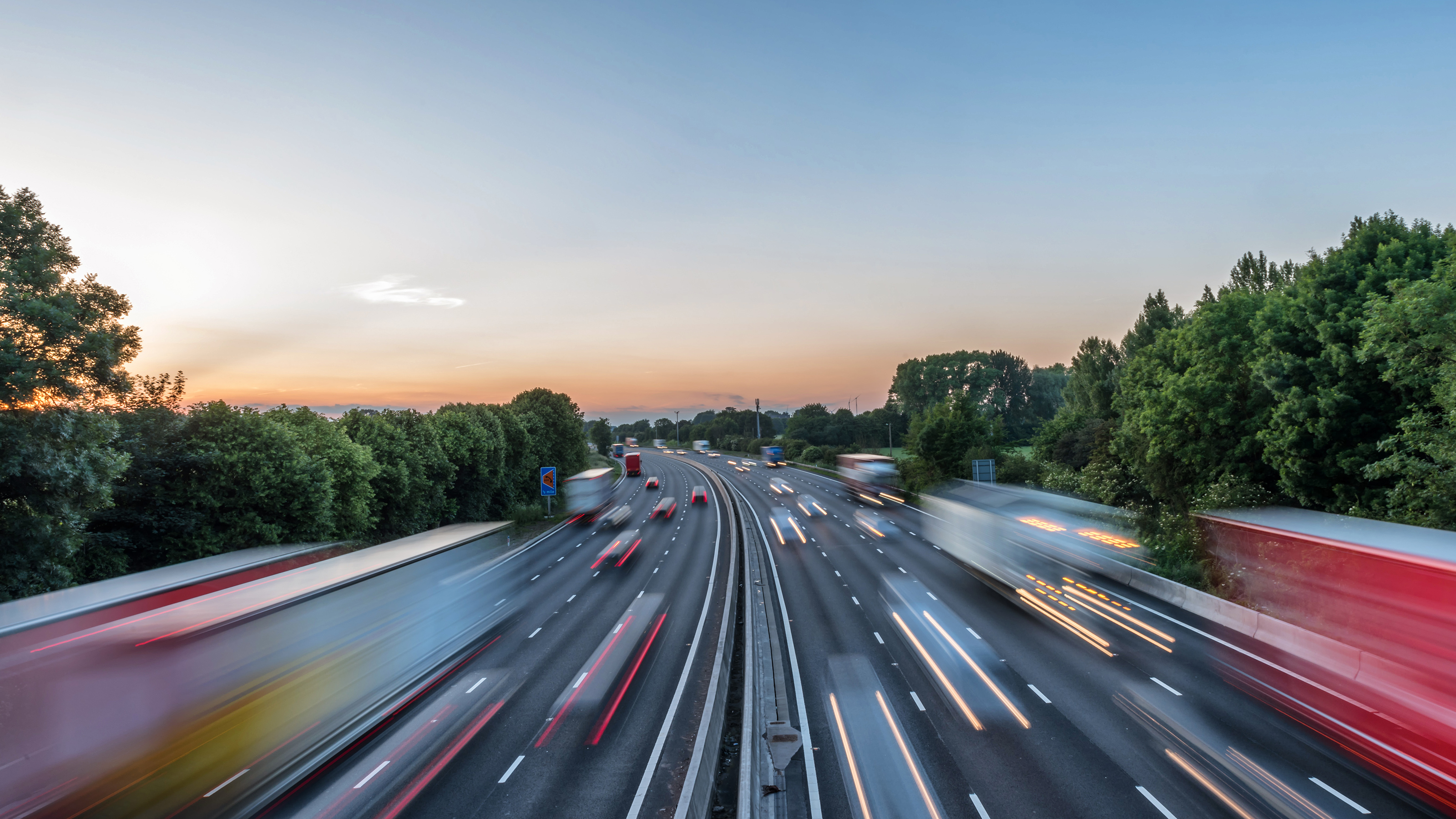 Motorway traffic at dusk