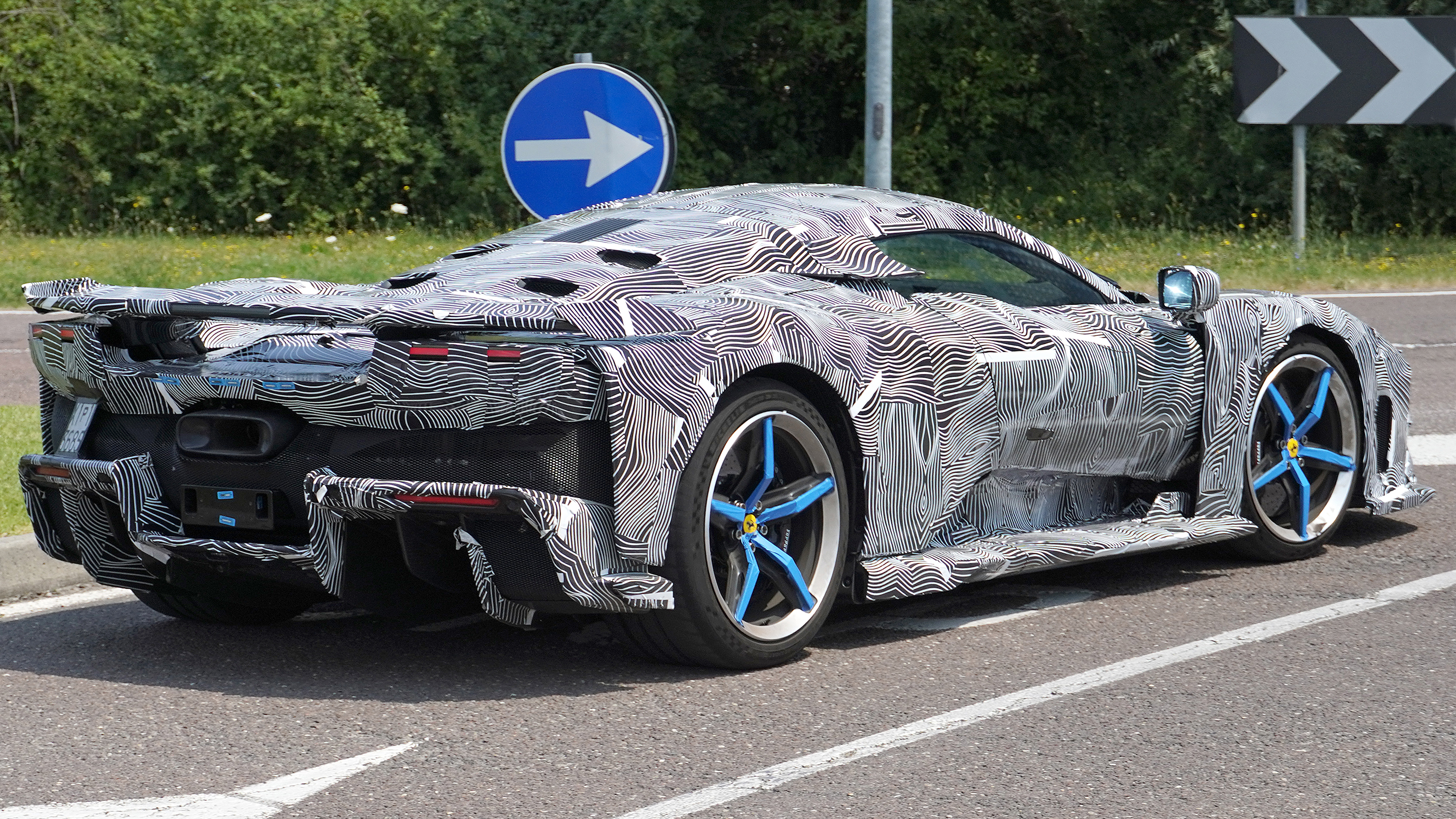 Ferrari hypercar spy shot - rear 3/4