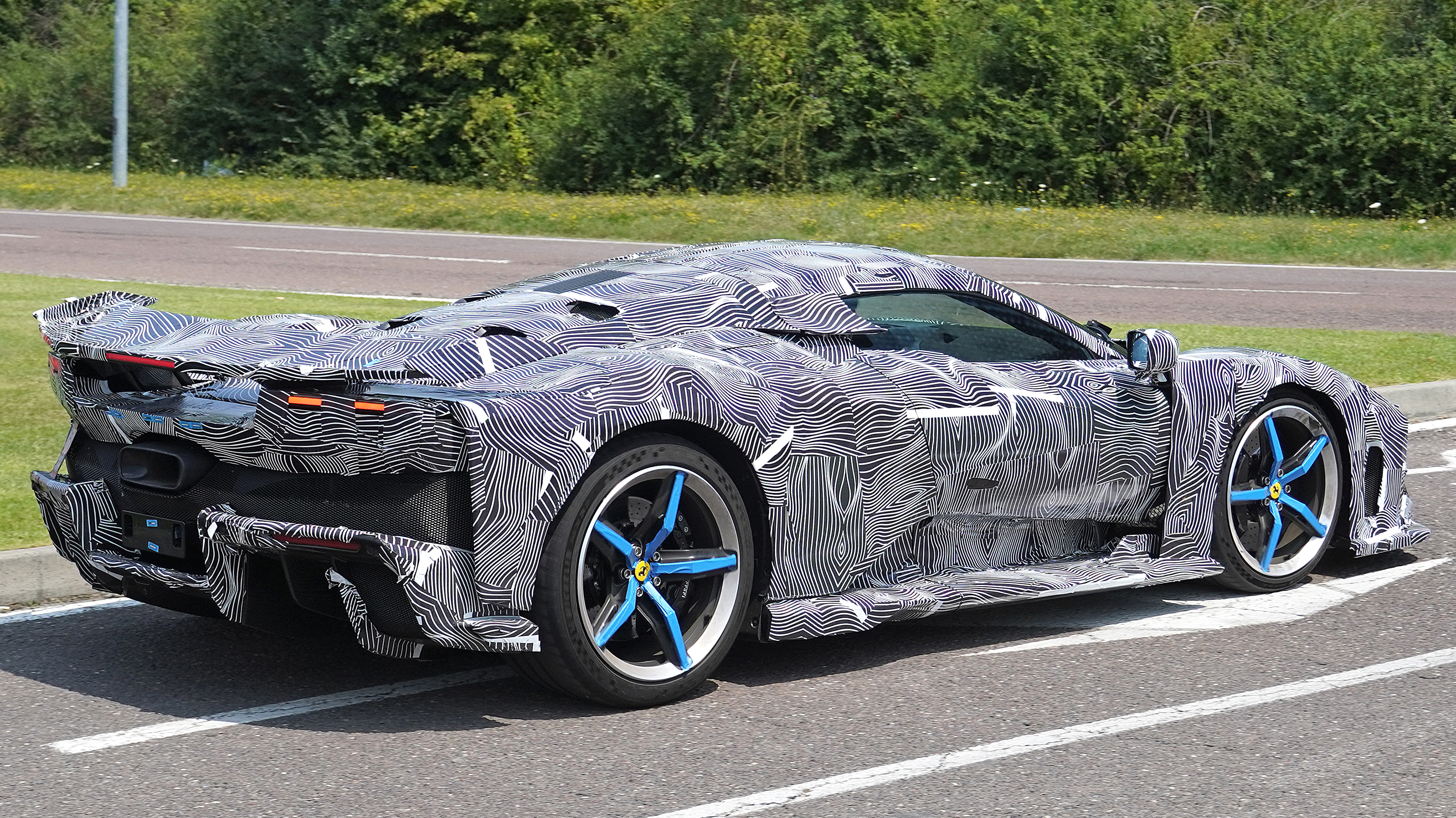 Ferrari hypercar spy shot - rear angled