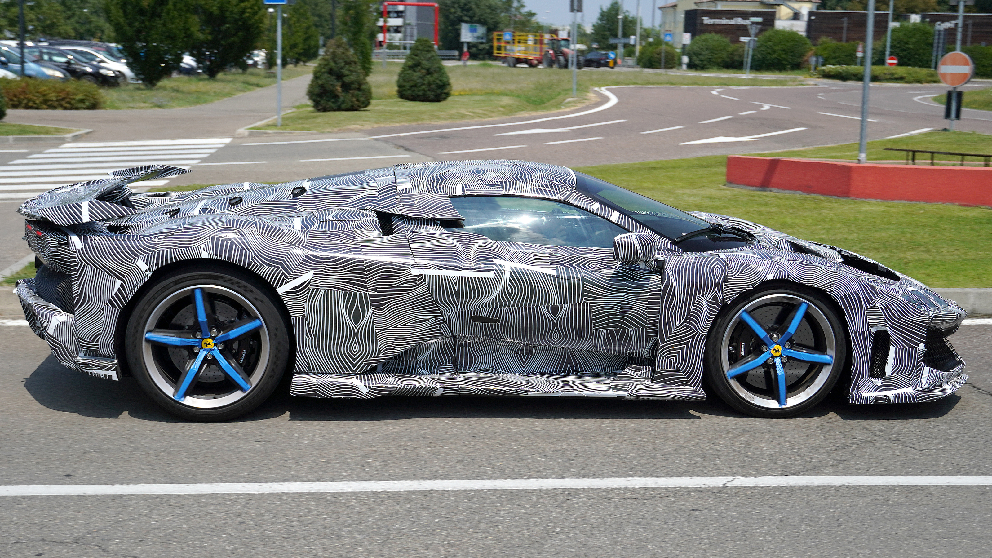 Ferrari hypercar spy shot - side profile