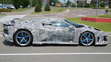 Ferrari hypercar spy shot - side profile