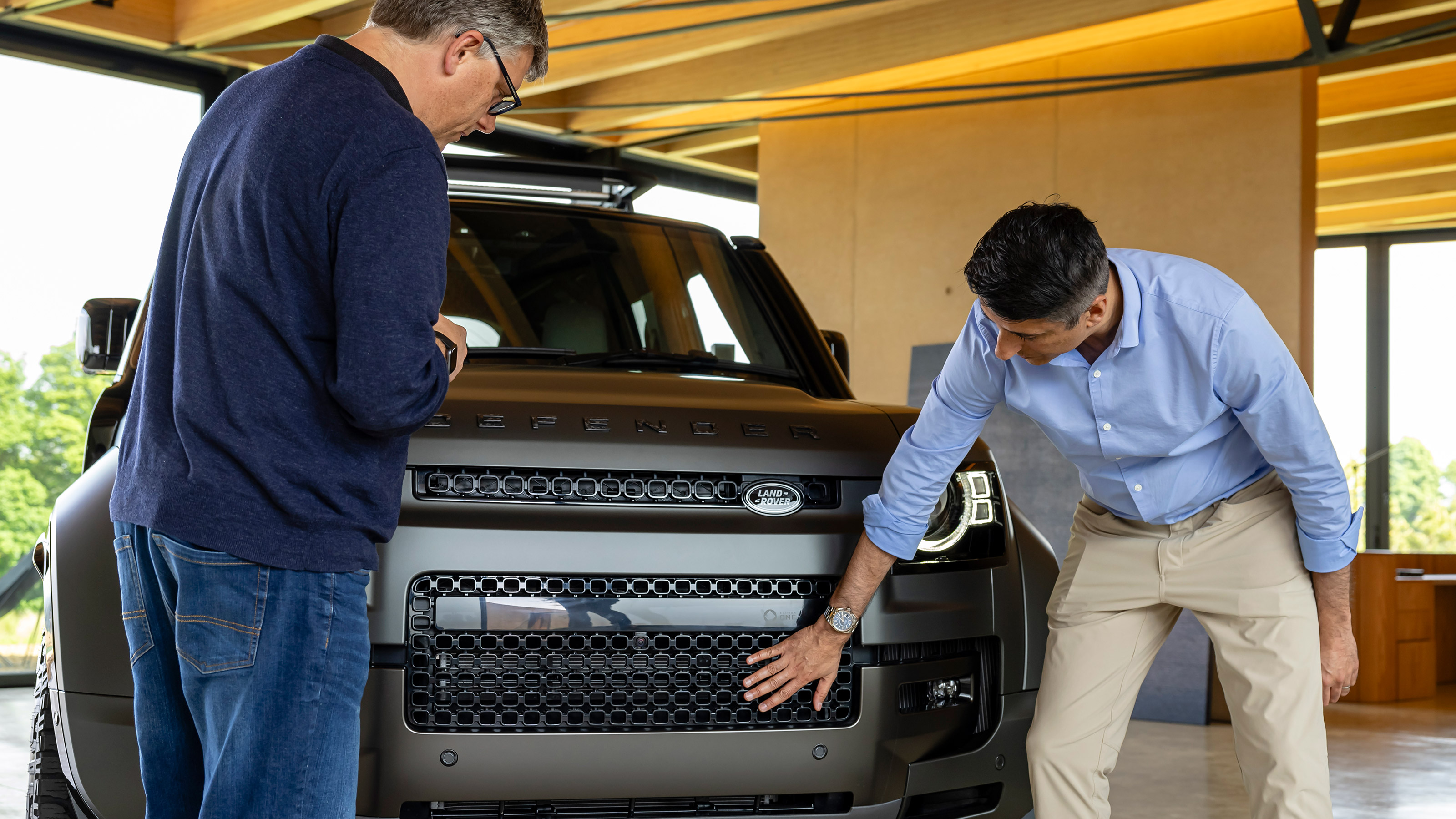 Paul Barker looking at the Land Rover Defender Octa
