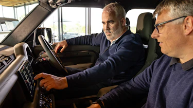 Paul Barker sitting in the Land Rover Defender Octa