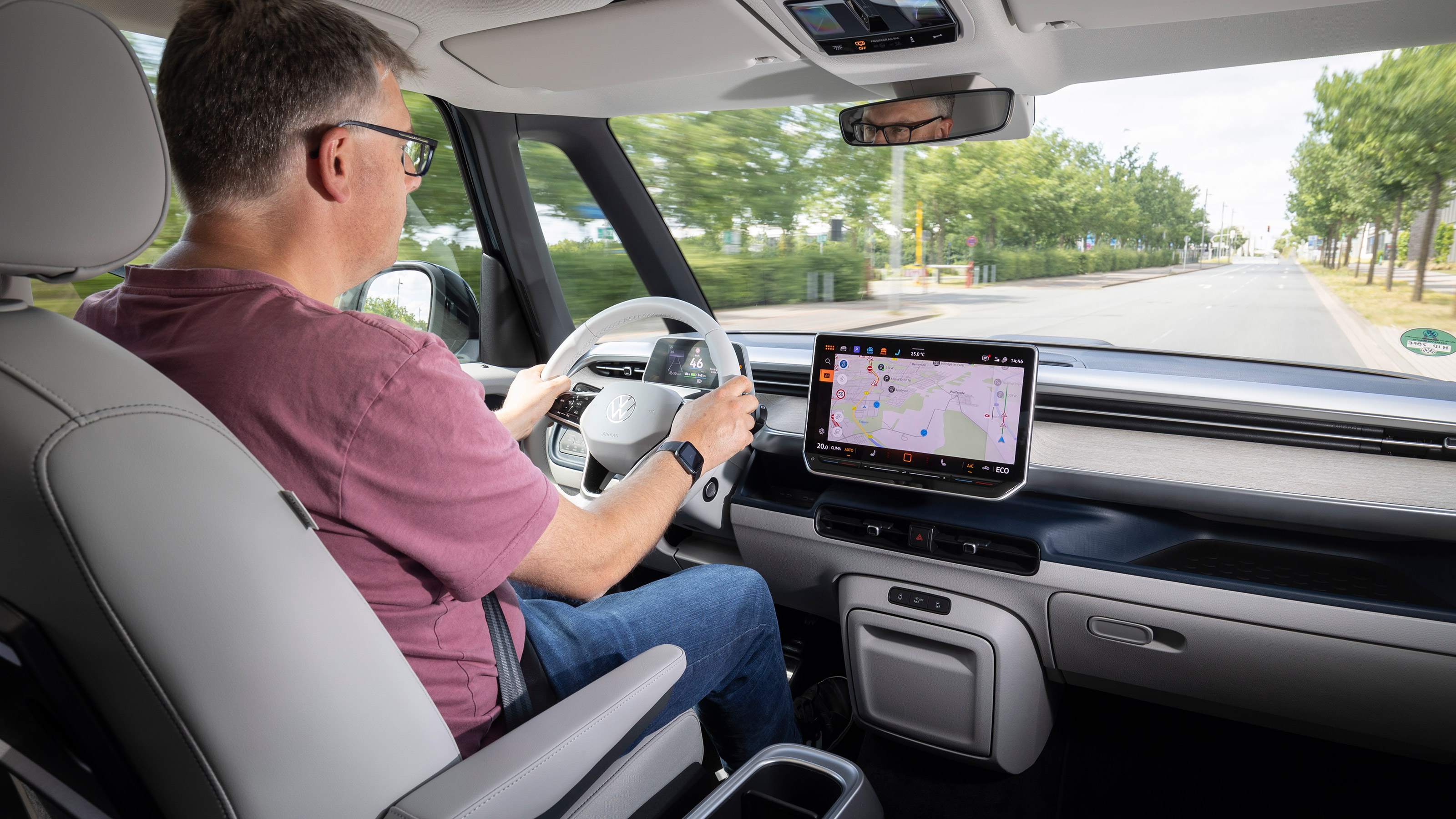 Paul Barker driving the Volkswagen ID. Buzz LWB
