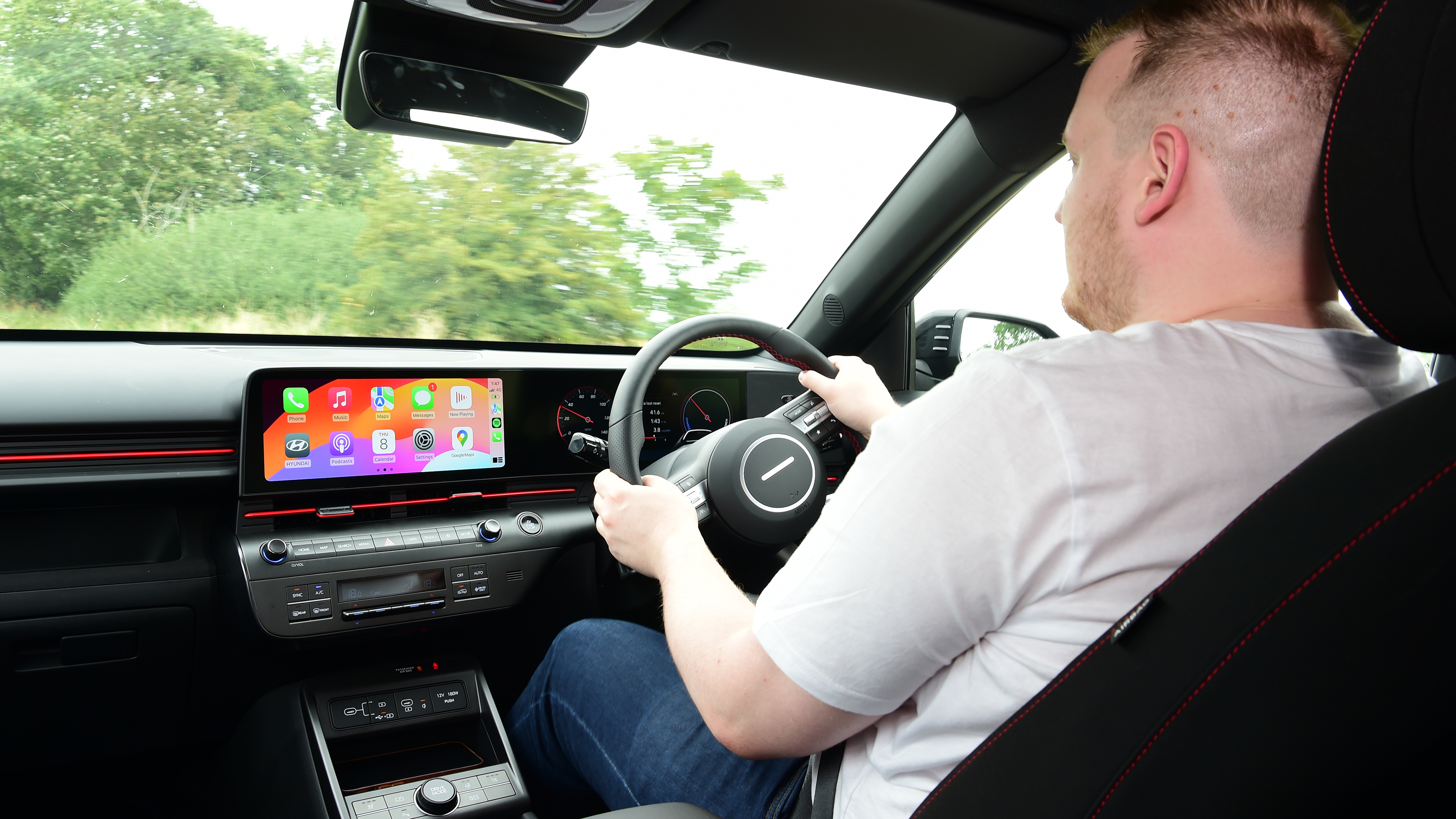 Auto Express news reporter Ellis Hyde driving the Hyundai Kona N Line