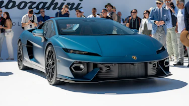 Lamborghini Temerario on display at Monterey Car Week - front 3/4 static
