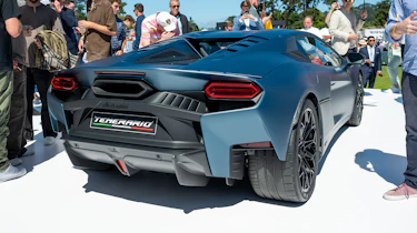 Lamborghini Temerario on display at Monterey Car Week - rear 3/4 static