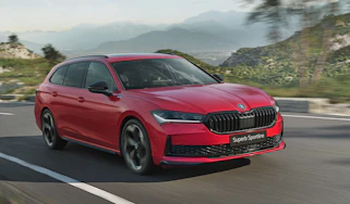 New Skoda Superb SportLine Estate - front tracking
