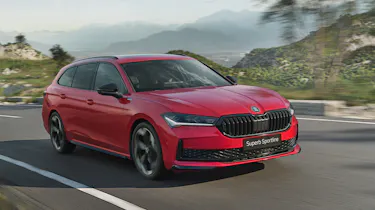 New Skoda Superb SportLine Estate - front tracking