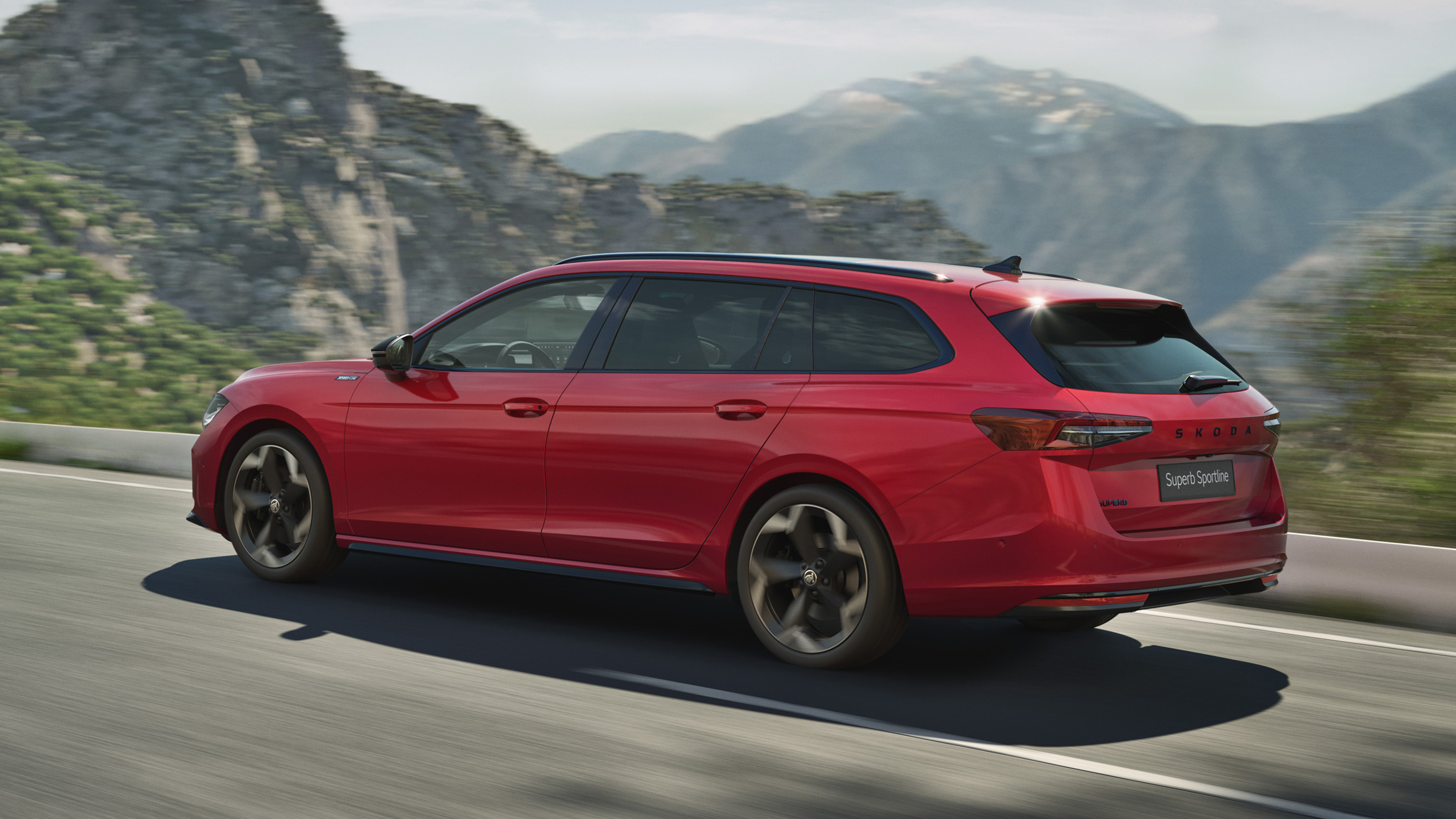 New Skoda Superb SportLine Estate - rear tracking 